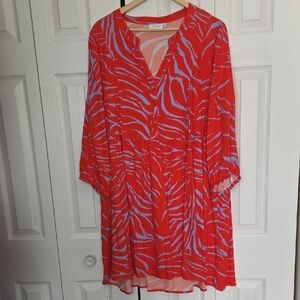 Stylish Red and Blue Zebra Print Dress